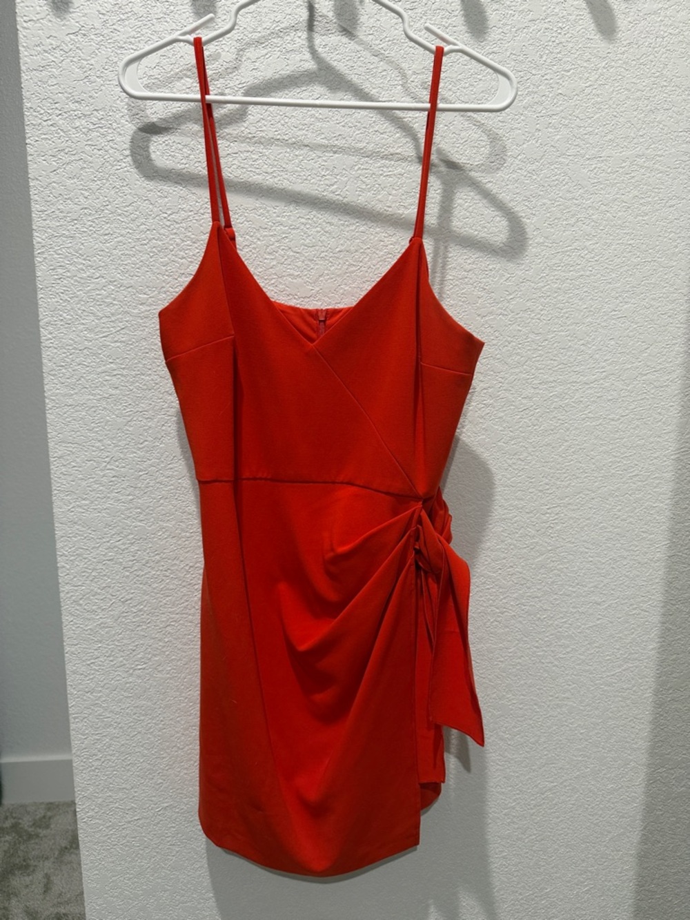 French Connection Size 12 Red Spaghetti Strap Tie-Waist Mini Dress